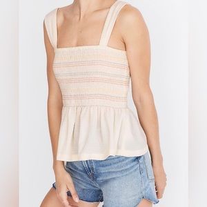 Madewell Texture & Thread Rainbow Smocked Peplum Tank Top